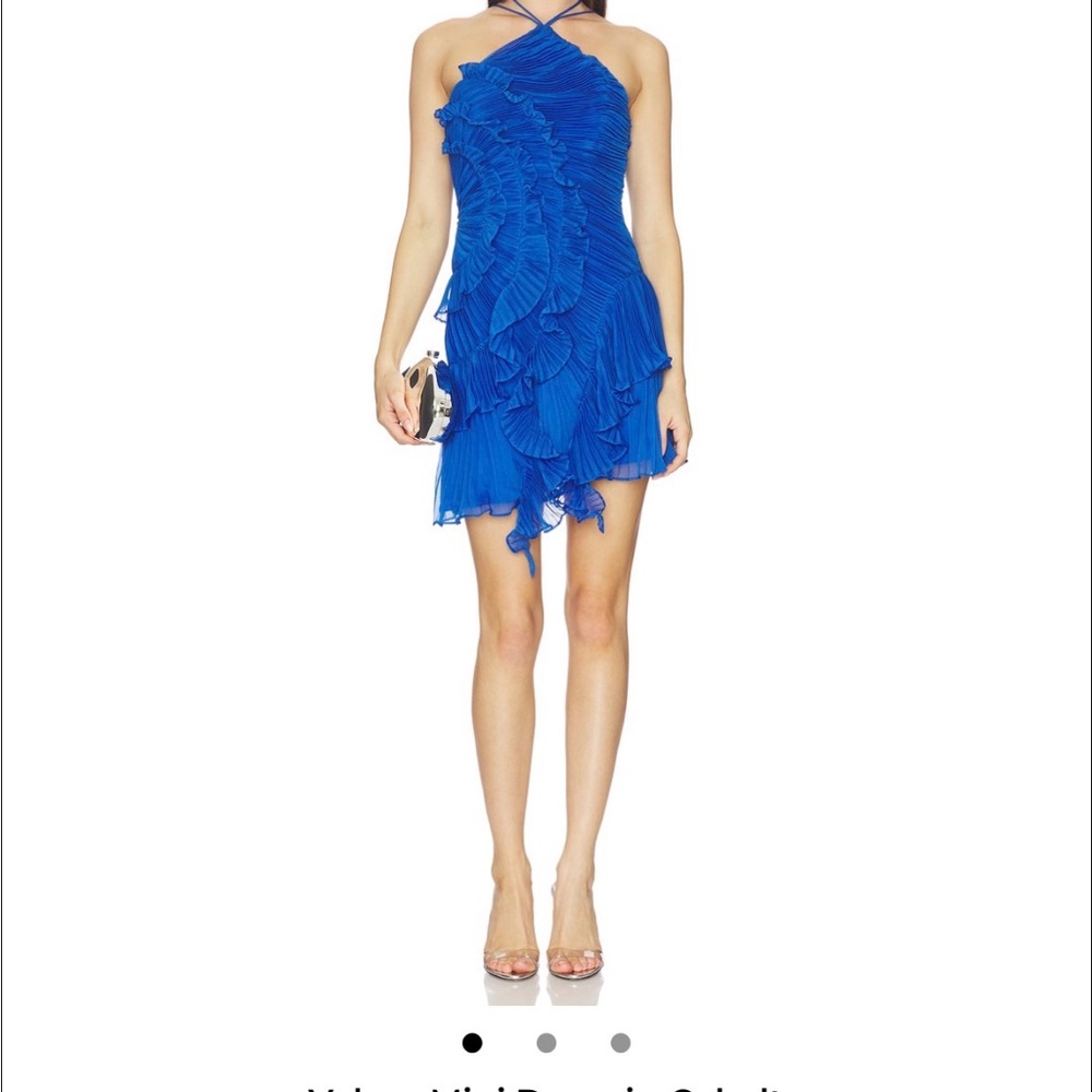 AMUR Vibrant Blue Ruffled Mini Dress